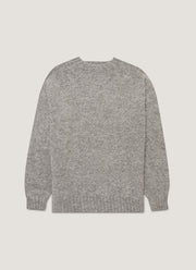 Men's Shetland Crew Neck Jumper in Mid Grey Melange