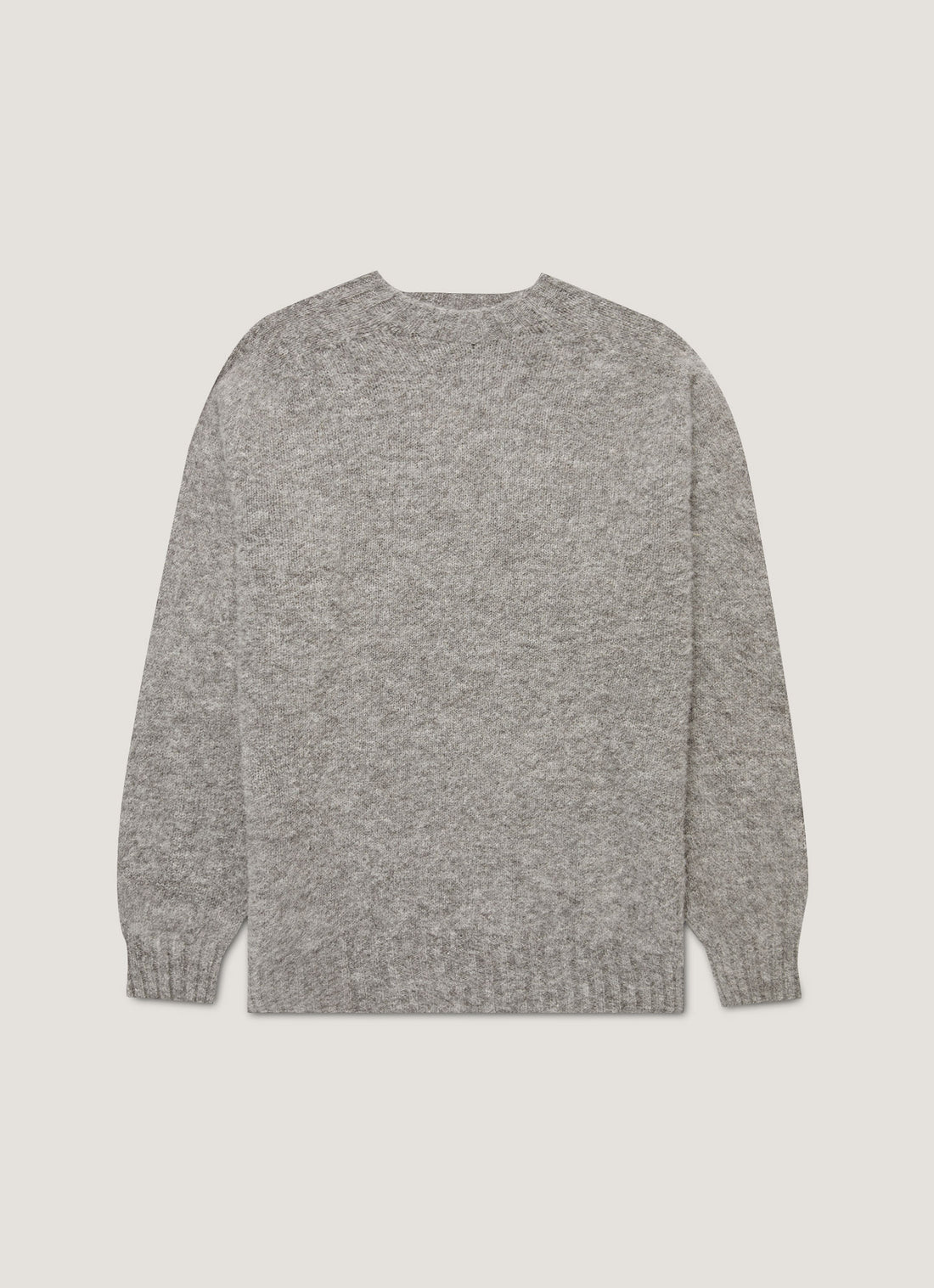 Men's Shetland Crew Neck Jumper in Mid Grey Melange