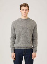 Men's Shetland Crew Neck Jumper in Mid Grey Melange