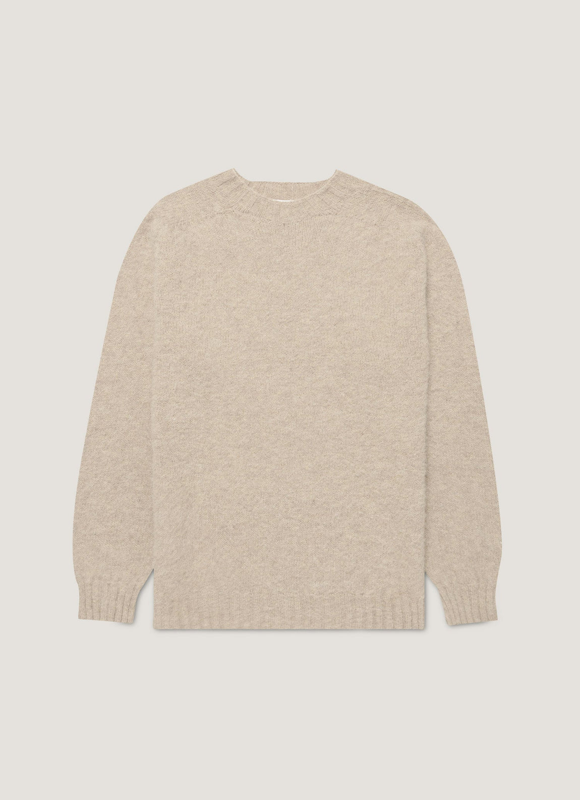 Men's Shetland Crew Neck Jumper in Oatmeal Melange
