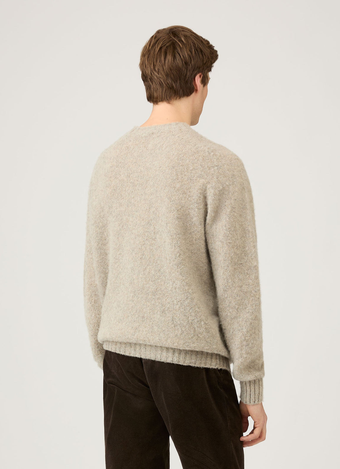 Men's Shetland Crew Neck Jumper in Oatmeal Melange