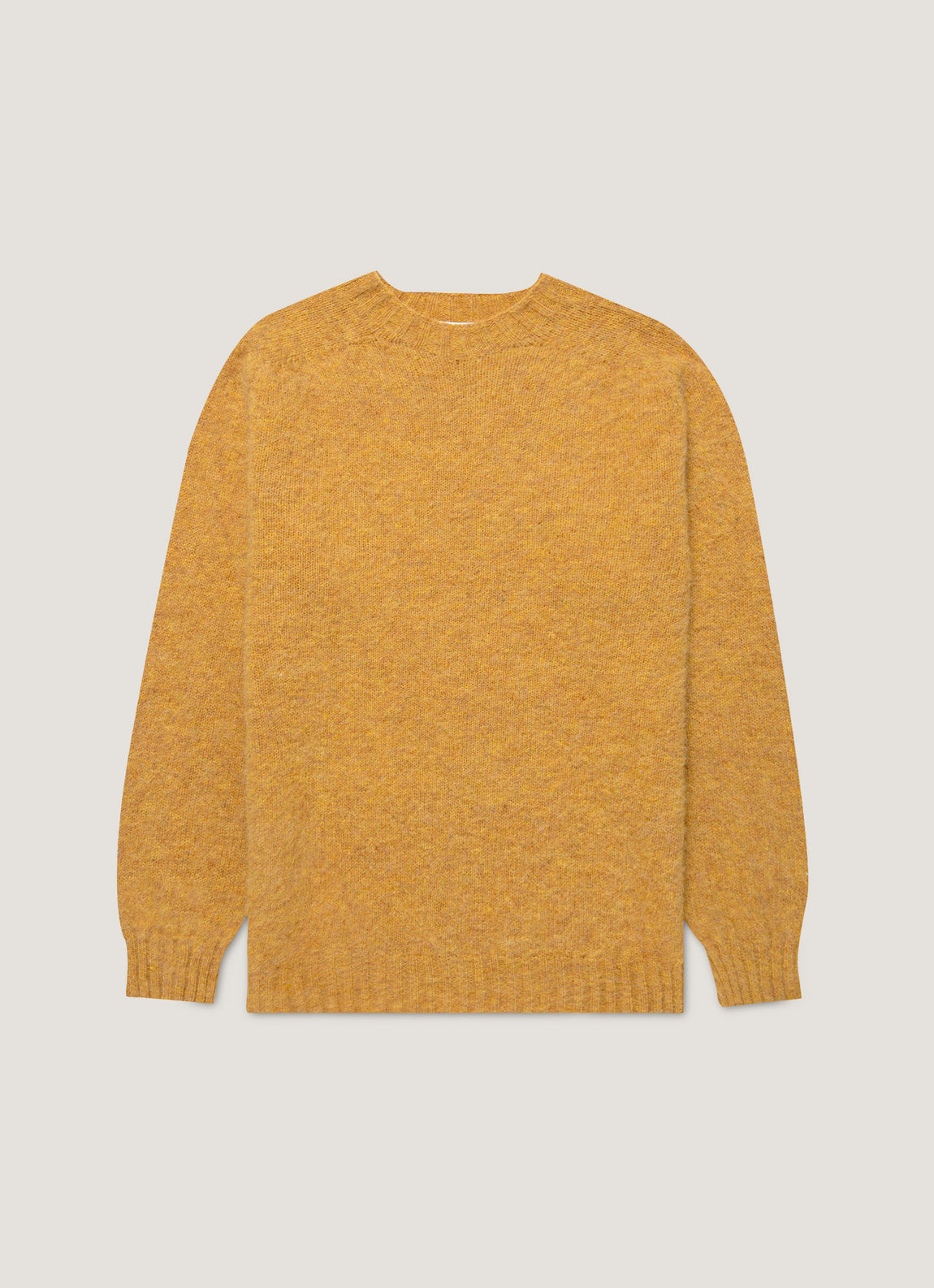 Men's Shetland Crew Neck Jumper in Saffron
