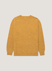 Men's Shetland Crew Neck Jumper in Saffron