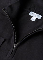 Men's Sea Island Cashmere Half Zip in Black