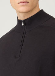 Men's Sea Island Cashmere Half Zip in Black