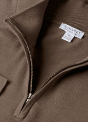 Men's Sea Island Cashmere Half Zip in Bark