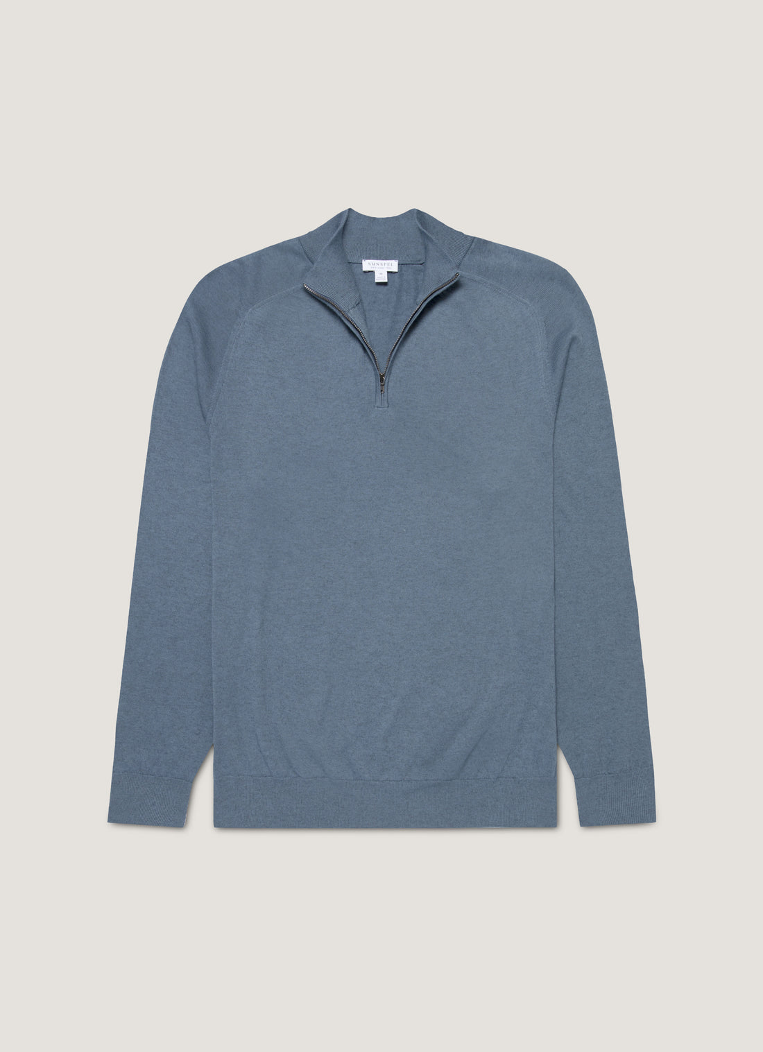 Men's Sea Island Cashmere Half Zip in Slate Blue