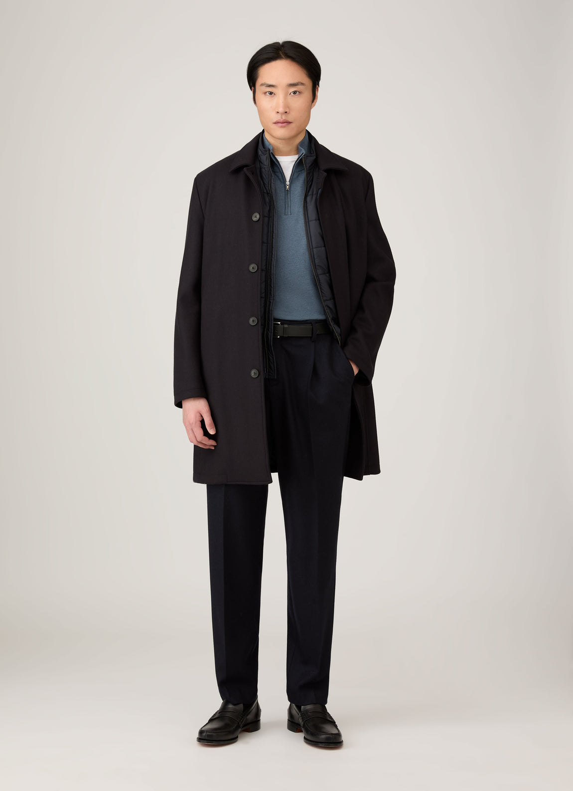 Men's Sea Island Cashmere Half Zip in Slate Blue