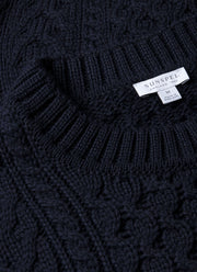 Men's Cable Knit Jumper in Navy