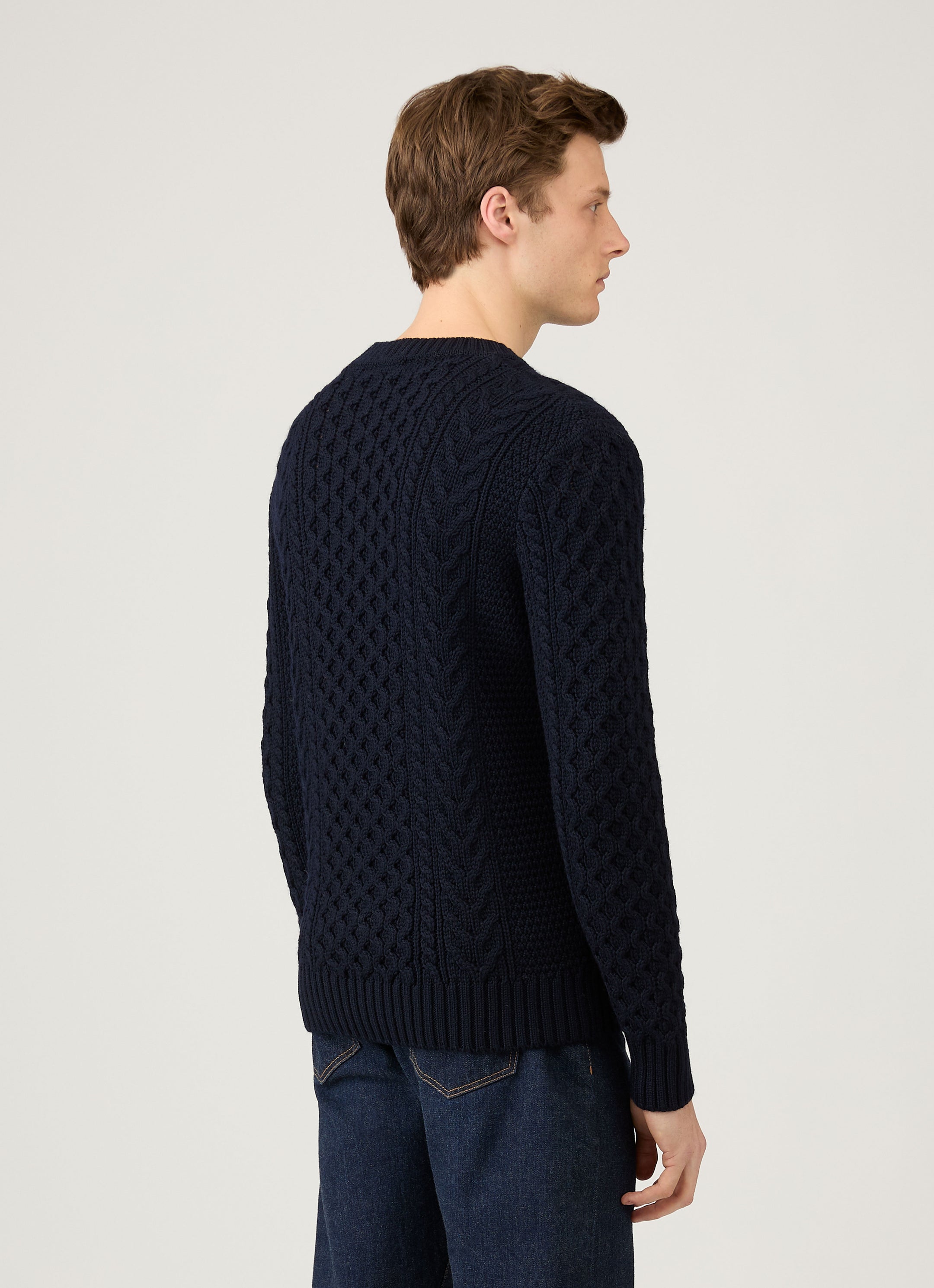 Men's Cable Knit Jumper in Navy