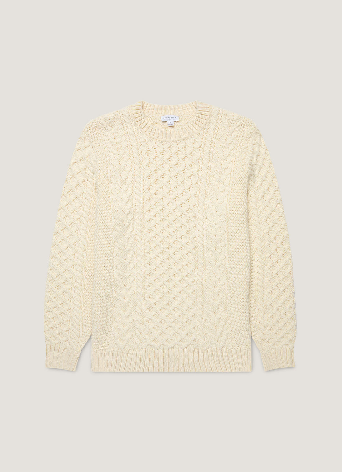 Men's Cable Knit Jumper in Ecru
