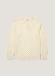 Men's Cable Knit Jumper in Ecru