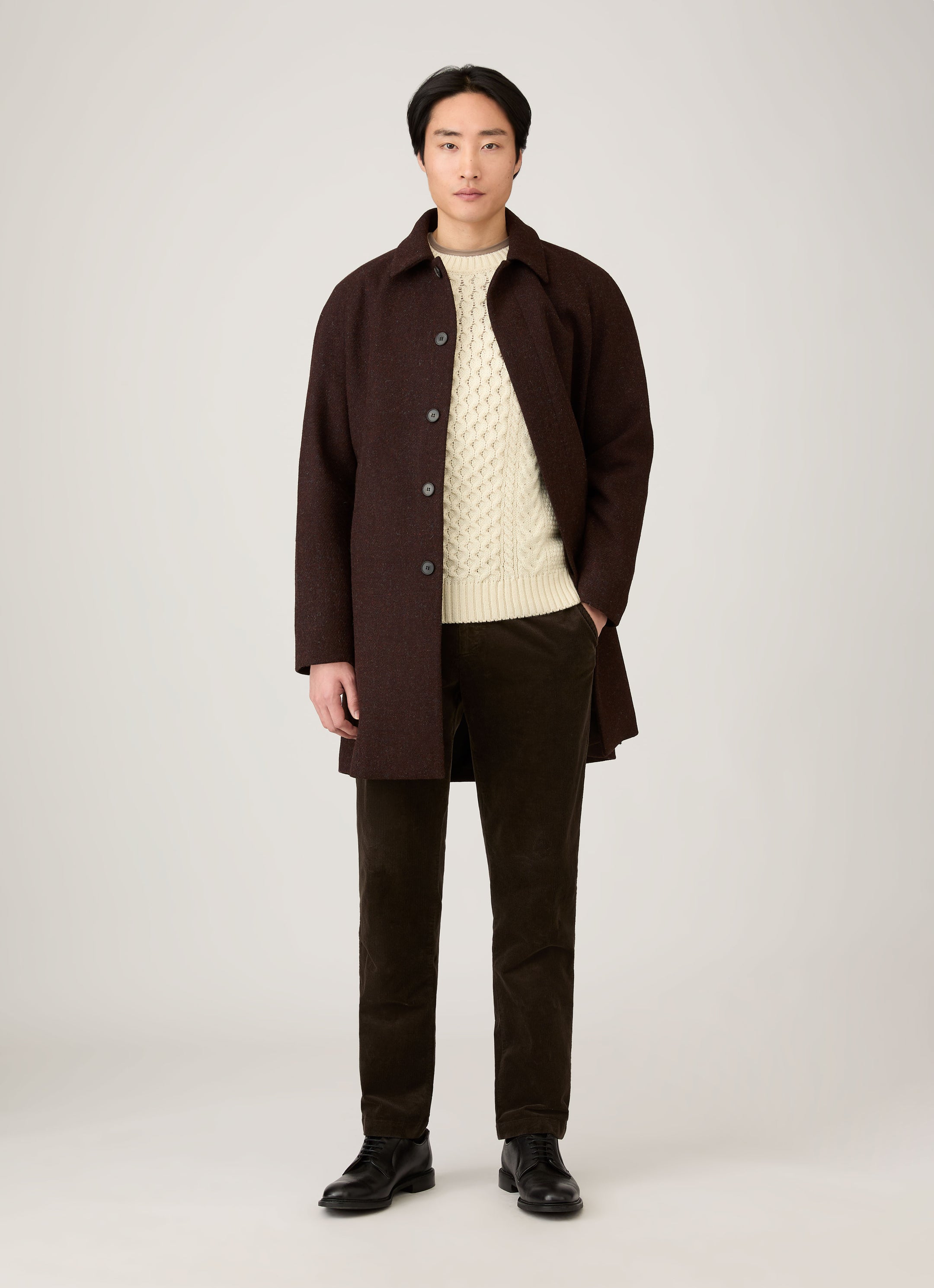 Men's Cable Knit Jumper in Ecru