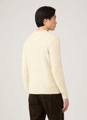 Men's Cable Knit Jumper in Ecru