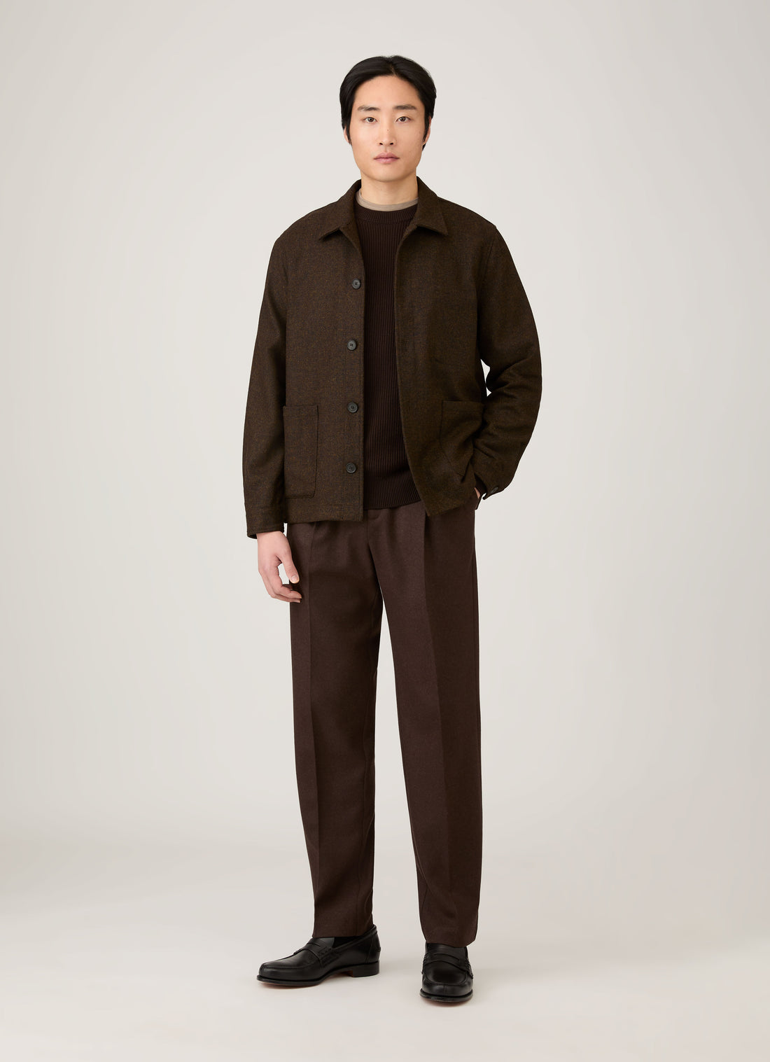 Men's Ribbed Jumper in Truffle