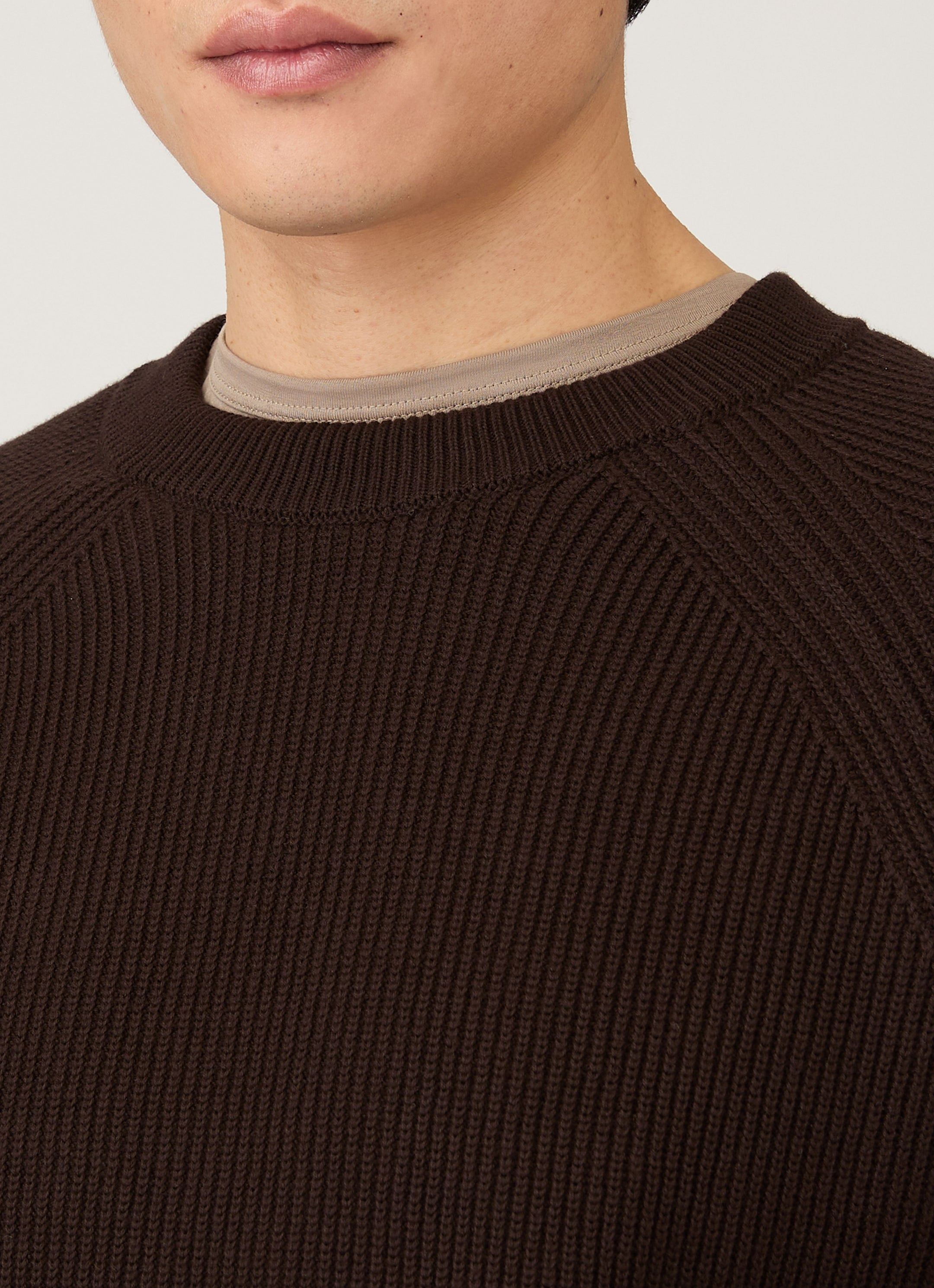 Men's Ribbed Jumper in Truffle