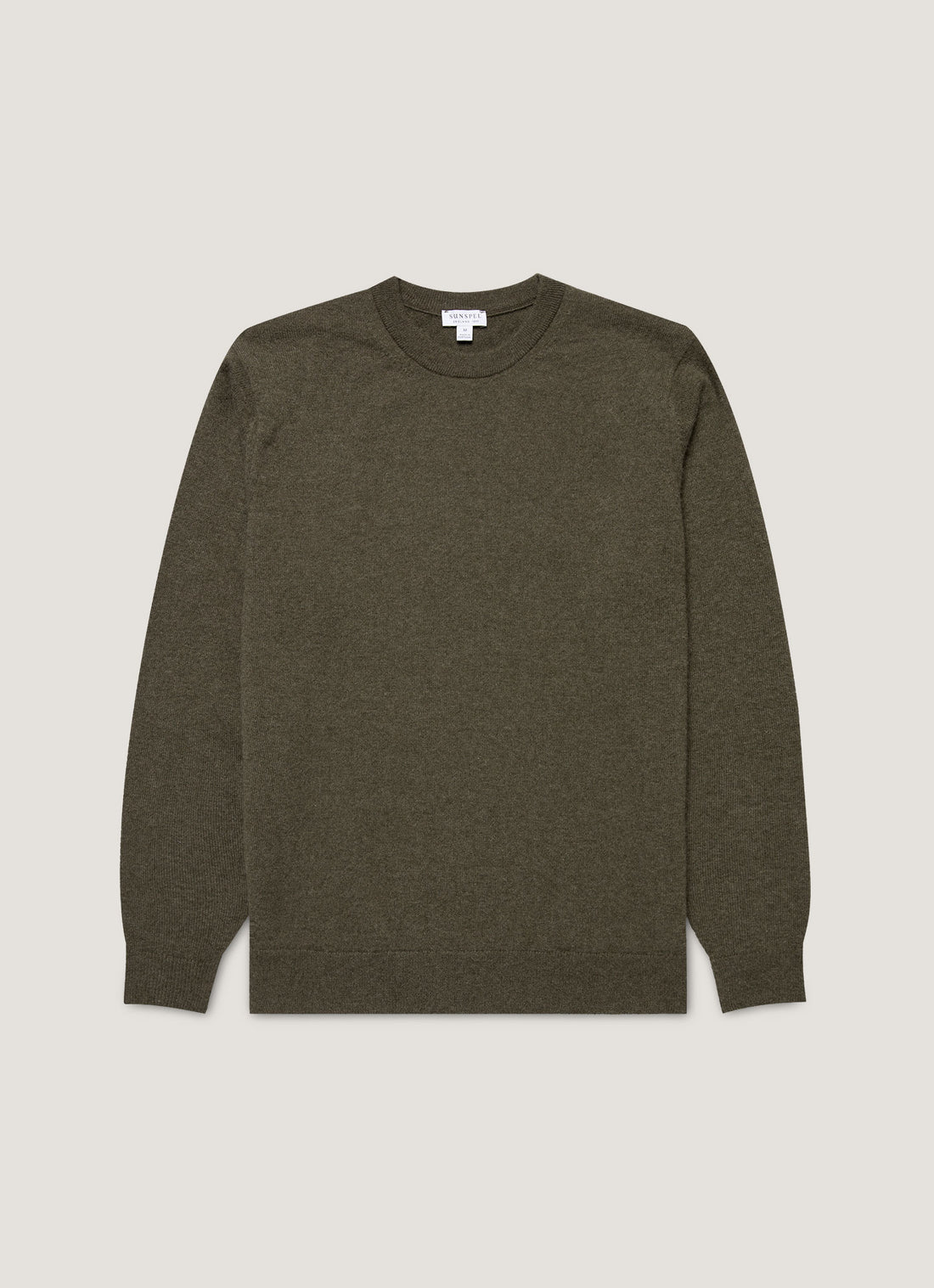 Men's Cashmere Crew Neck Jumper in Khaki