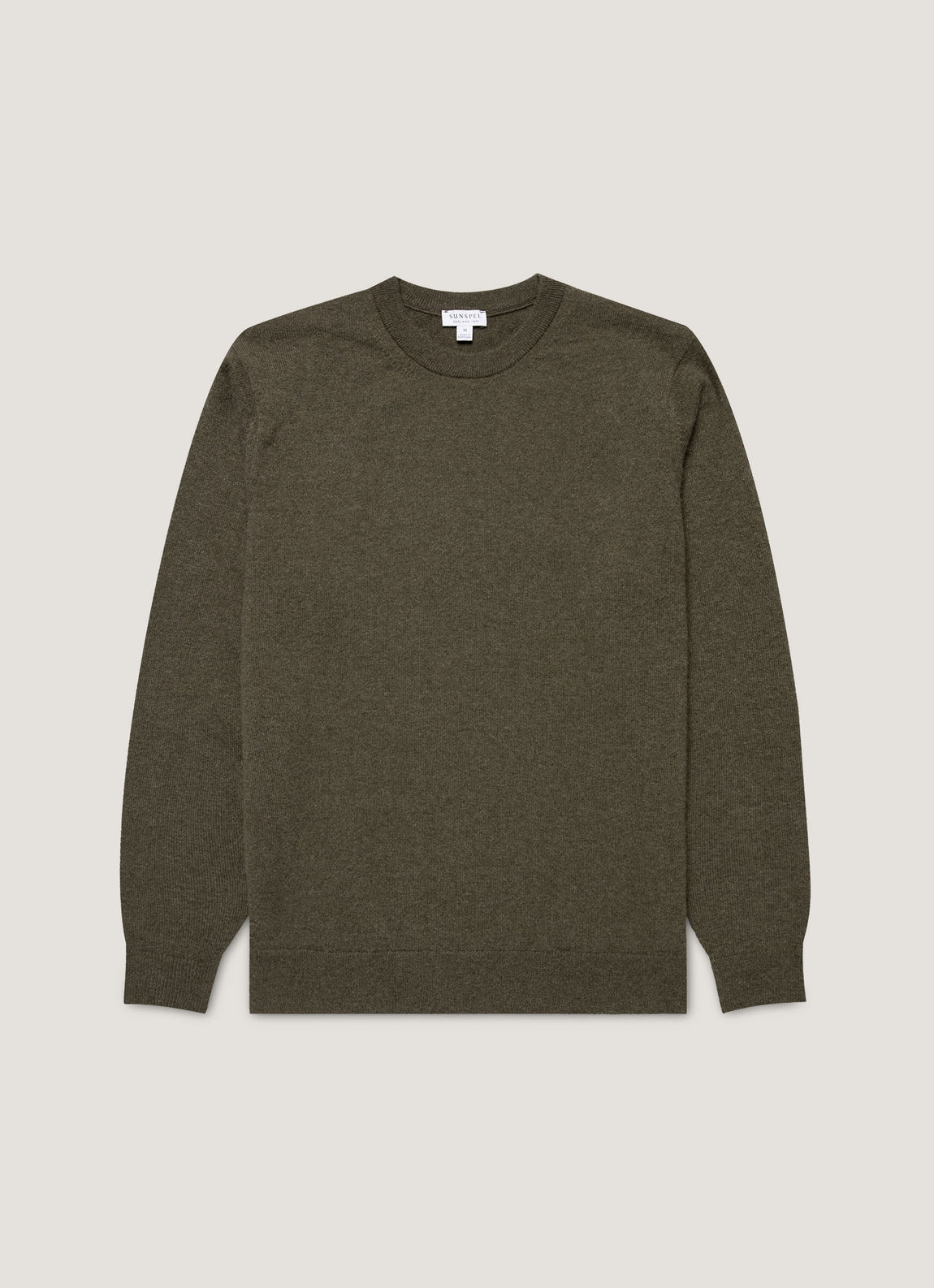Men's Cashmere Crew Neck Jumper in Khaki