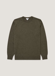 Men's Cashmere Crew Neck Jumper in Khaki