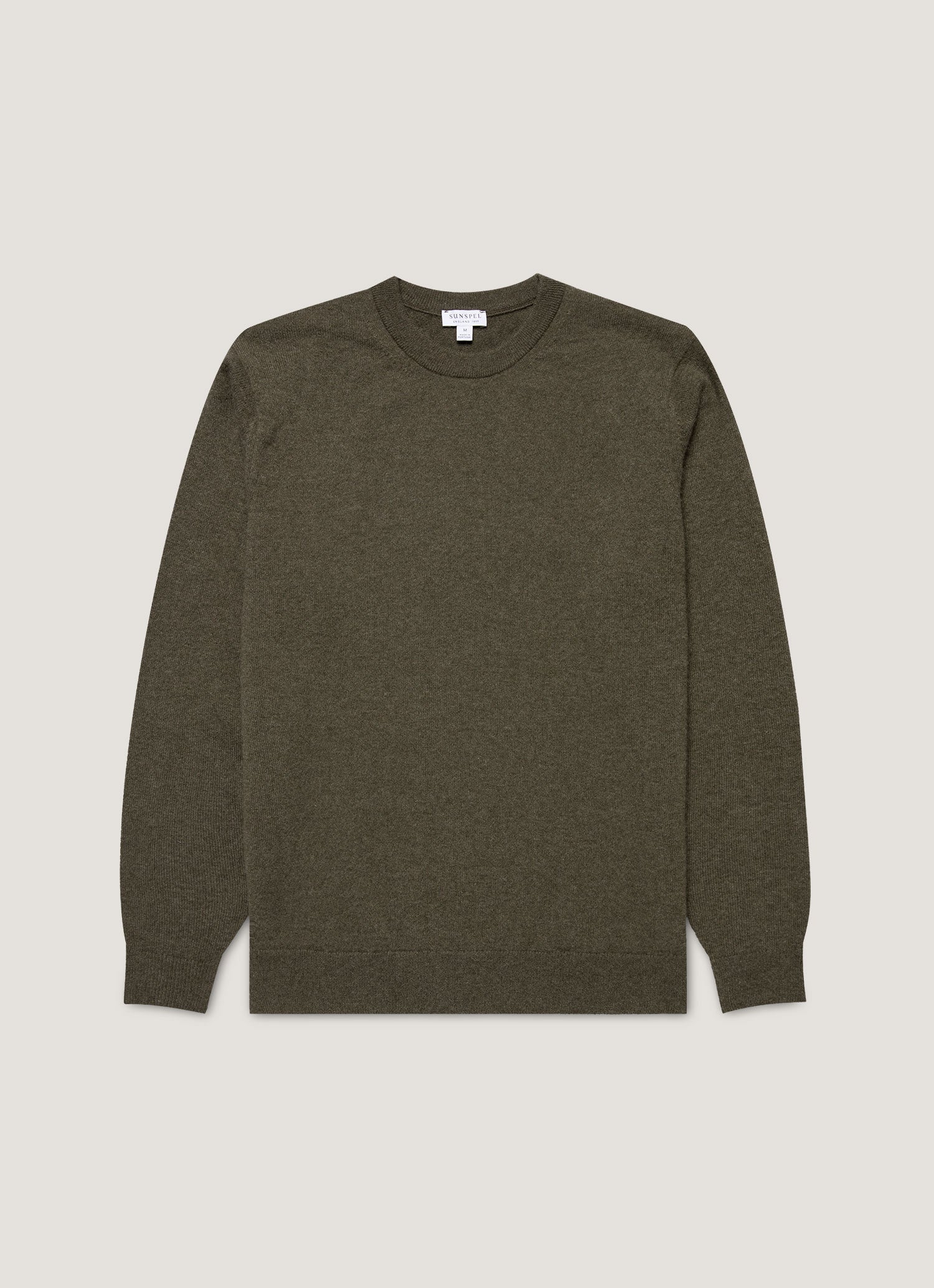 Men's Cashmere Crew Neck Jumper in Khaki