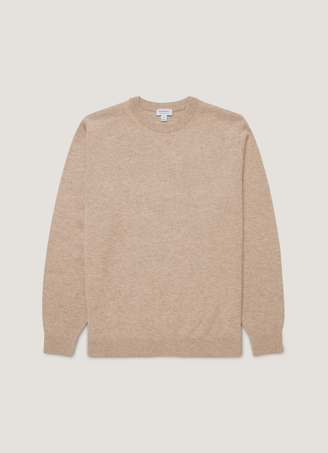 Men's Cashmere Crew Neck Jumper in Oatmeal Melange