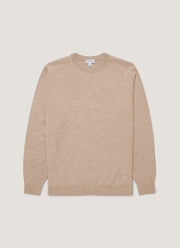 Men's Cashmere Crew Neck Jumper in Oatmeal Melange