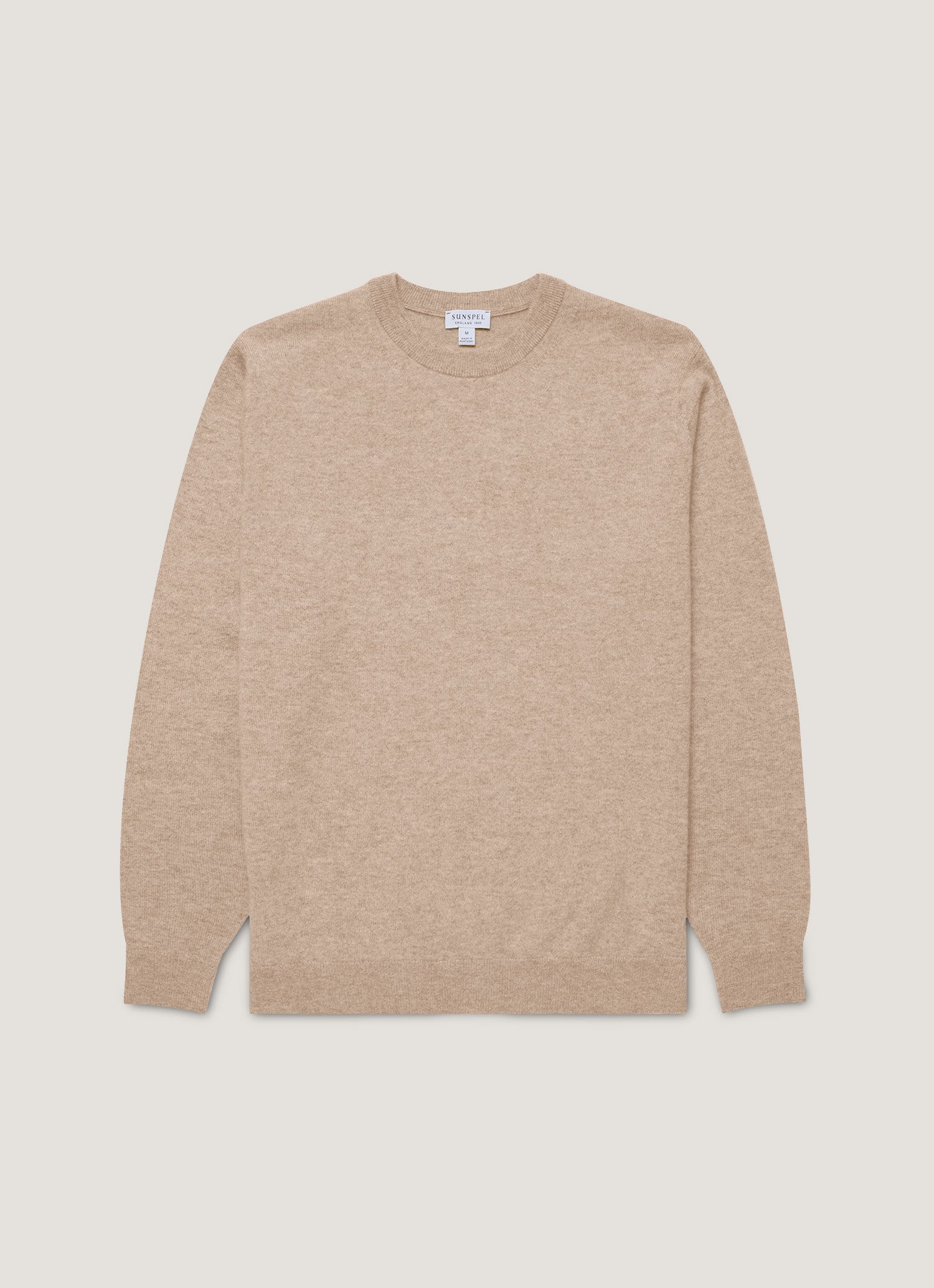 Men's Cashmere Crew Neck Jumper in Oatmeal Melange