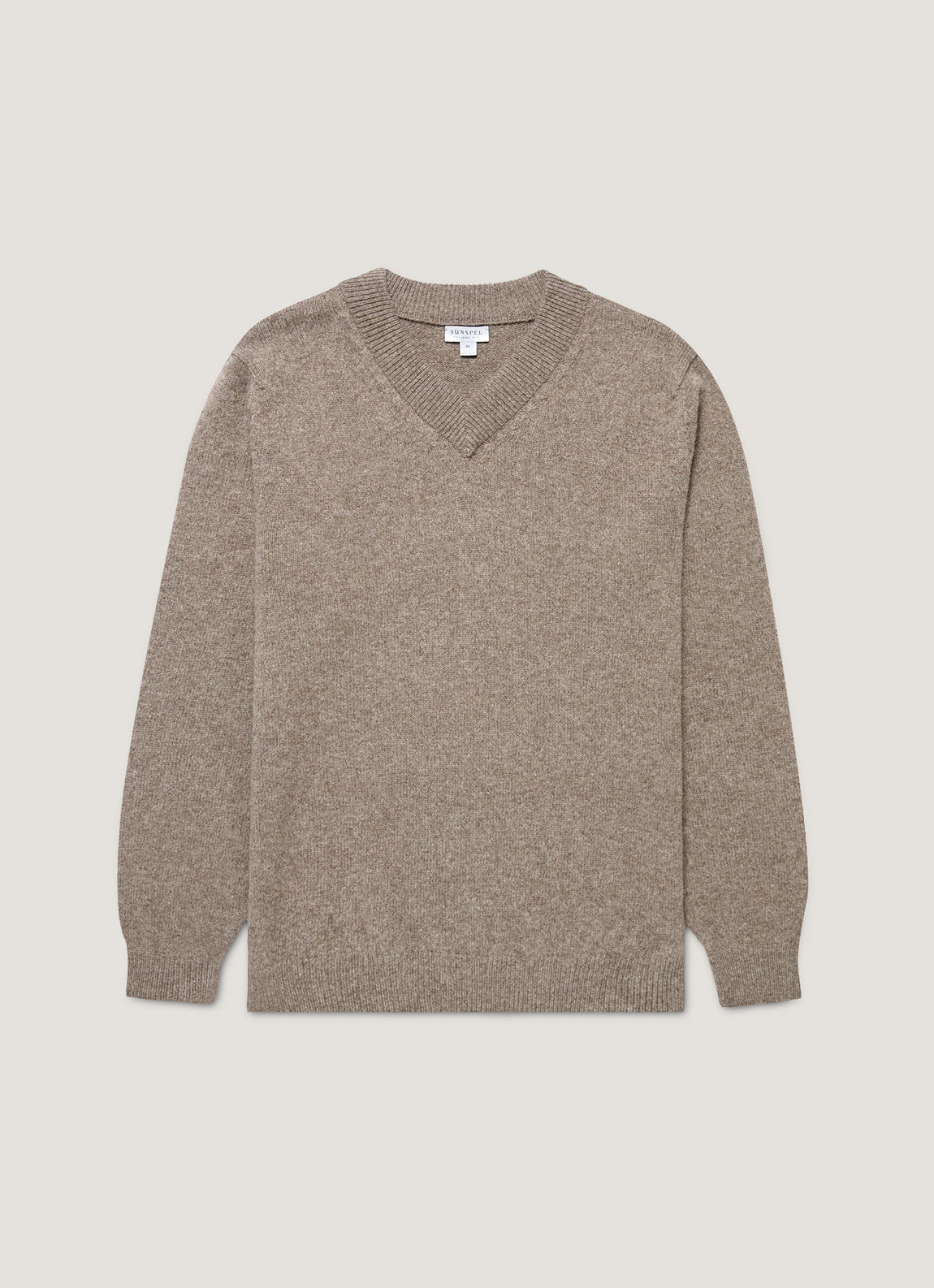 Men's Lambswool V-neck Jumper in Bark