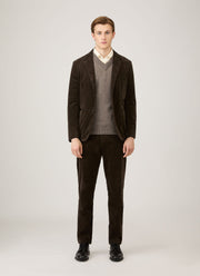 Men's Lambswool V-neck Jumper in Bark