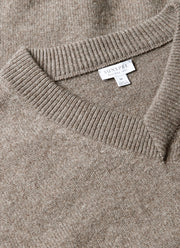 Men's Lambswool V-neck Jumper in Bark