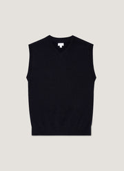 Men's Lambswool Vest in Dark Navy Mouline