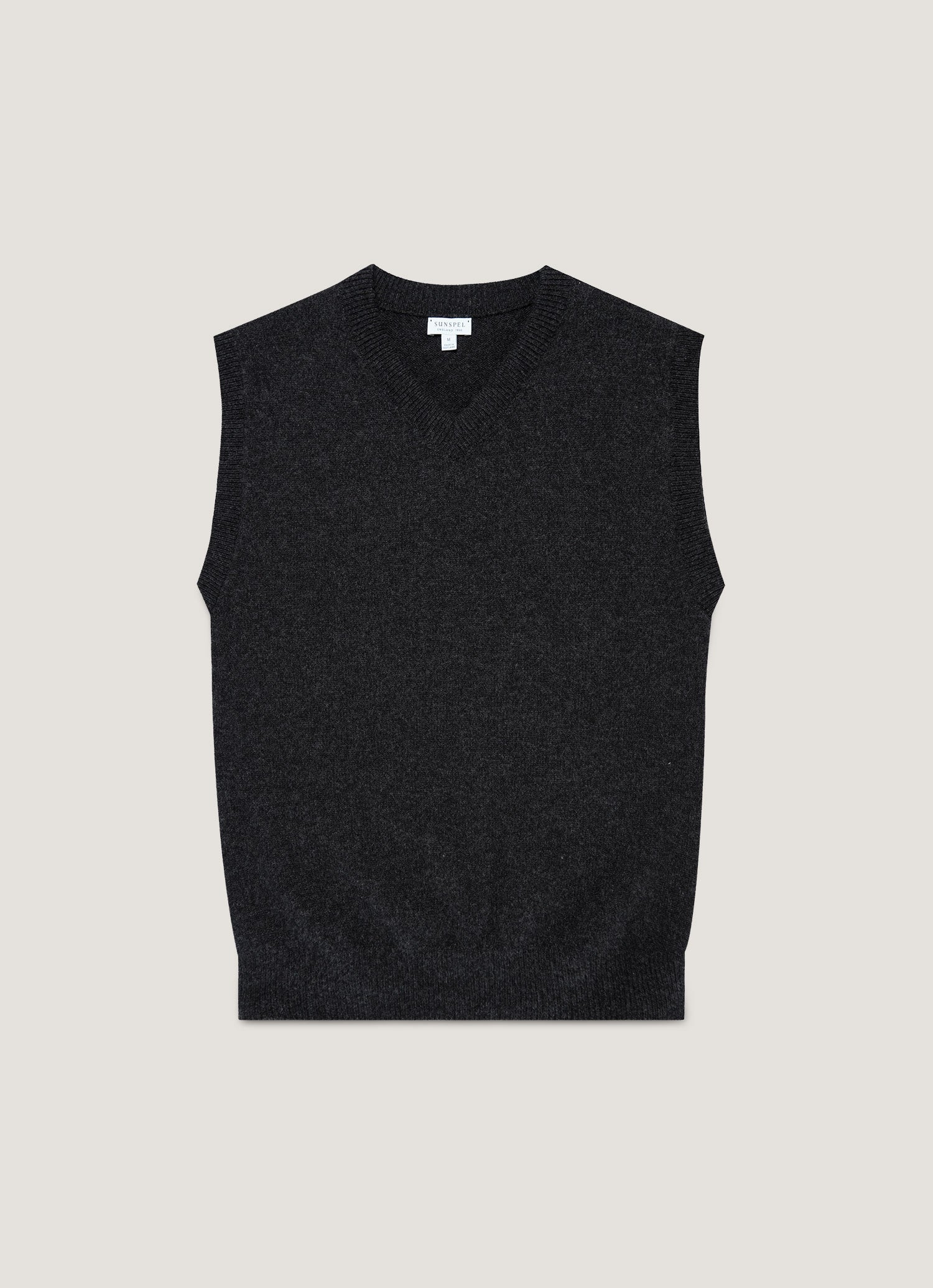 Men's Lambswool Vest in Charcoal Melange | Sunspel