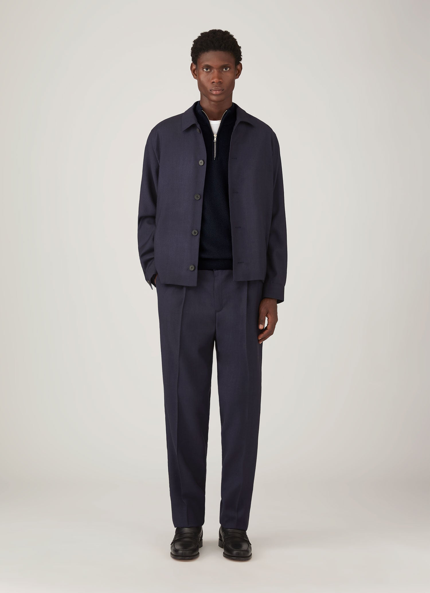 Men's Cashmere Half Zip Jumper in Navy