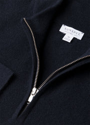 Men's Cashmere Half Zip Jumper in Navy