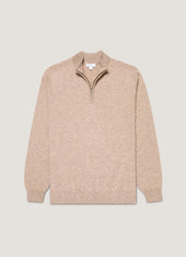 Men's Cashmere Half Zip Jumper in Oatmeal Melange