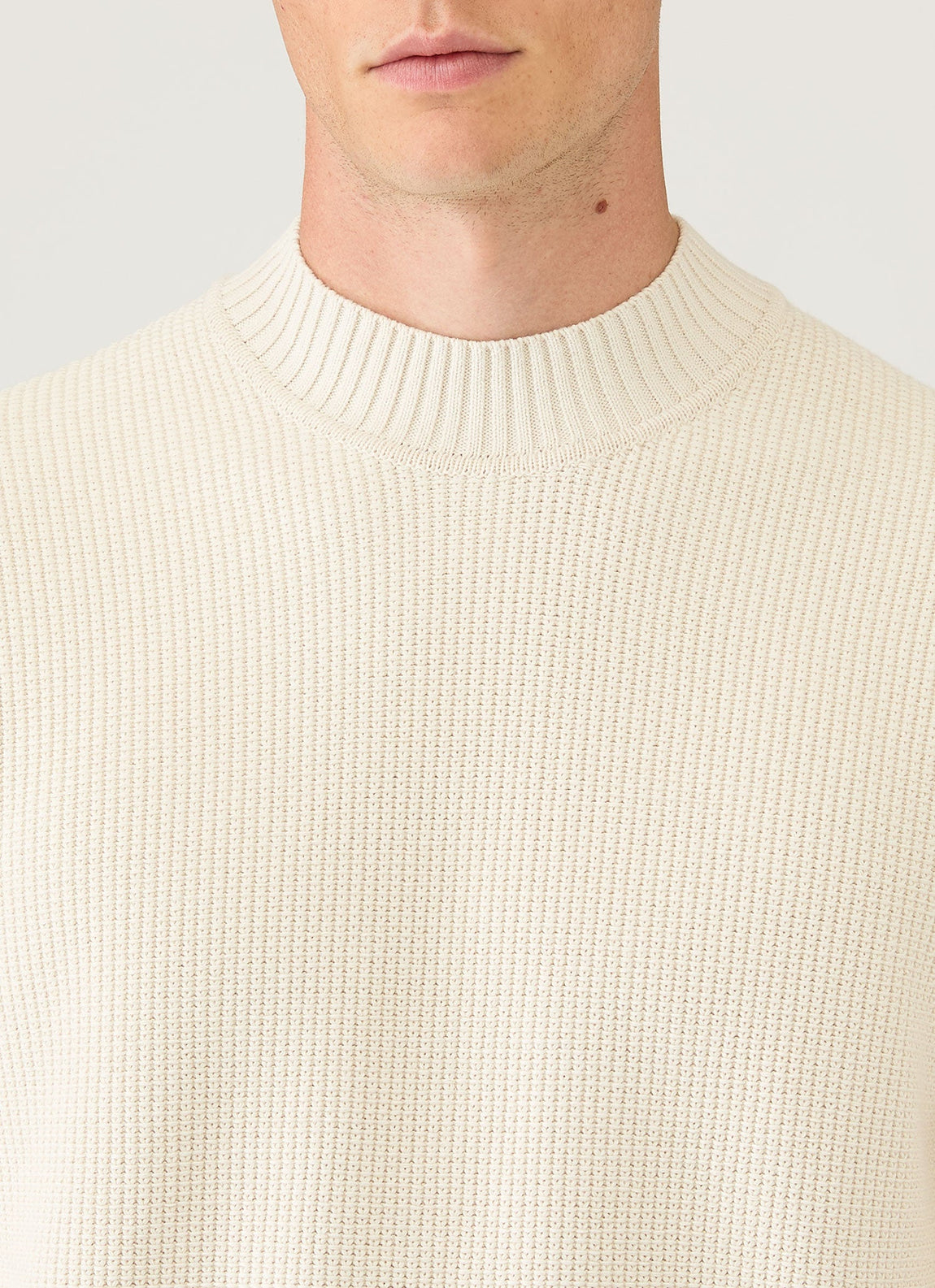 Men's Cotton Crew Neck Jumper in Ecru