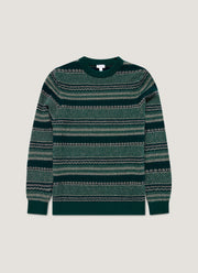 Men's Lambswool Fair Isle Jumper in Holly Green