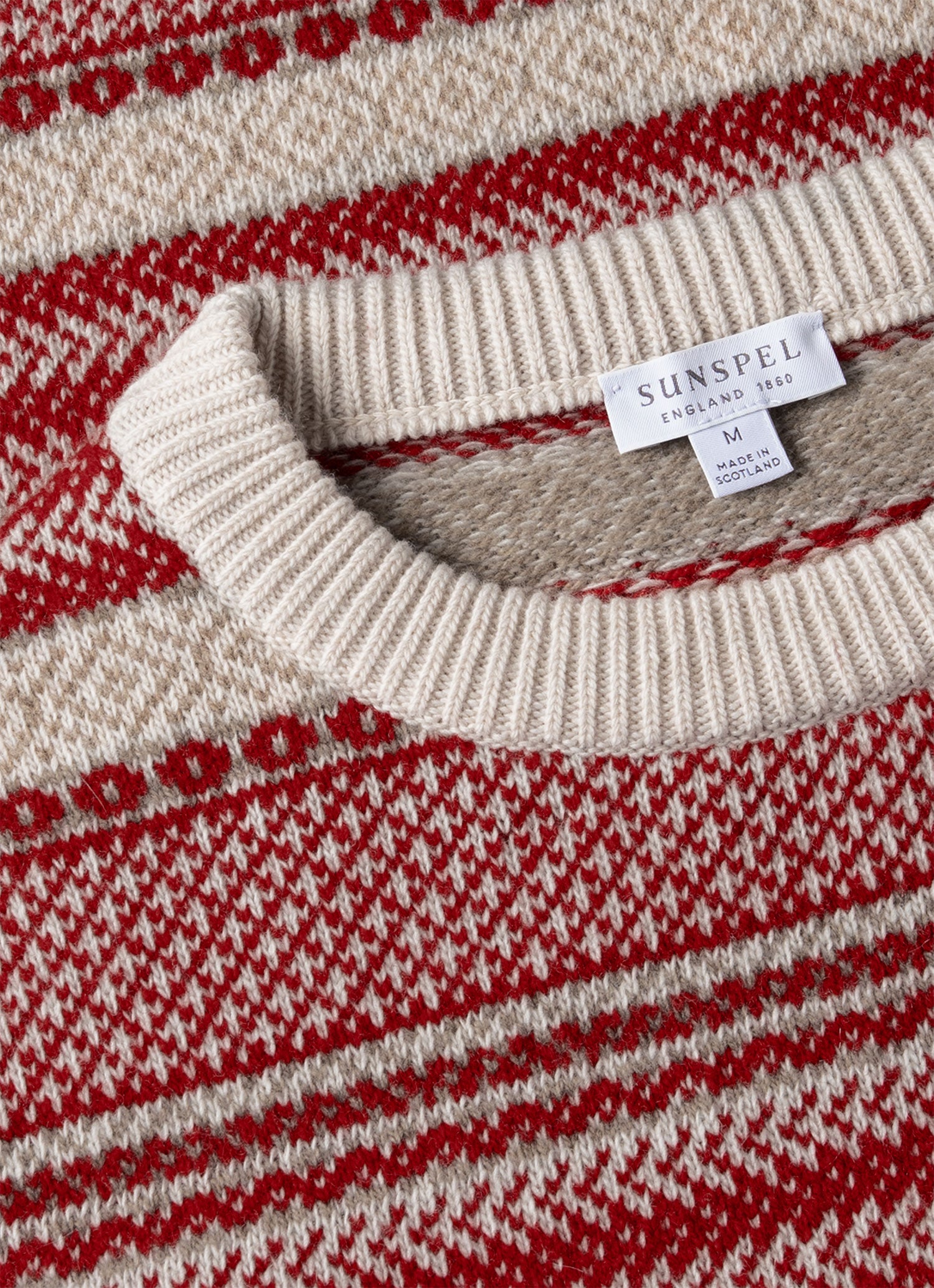 Men's Lambswool Fair Isle Jumper in Bright Red