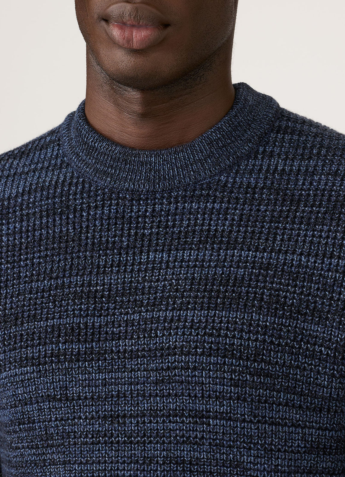 Men's Merino Twisted Stitch Jumper in Navy