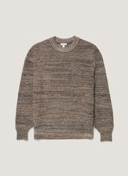 Men's Merino Twisted Stitch Jumper in Dark Beige