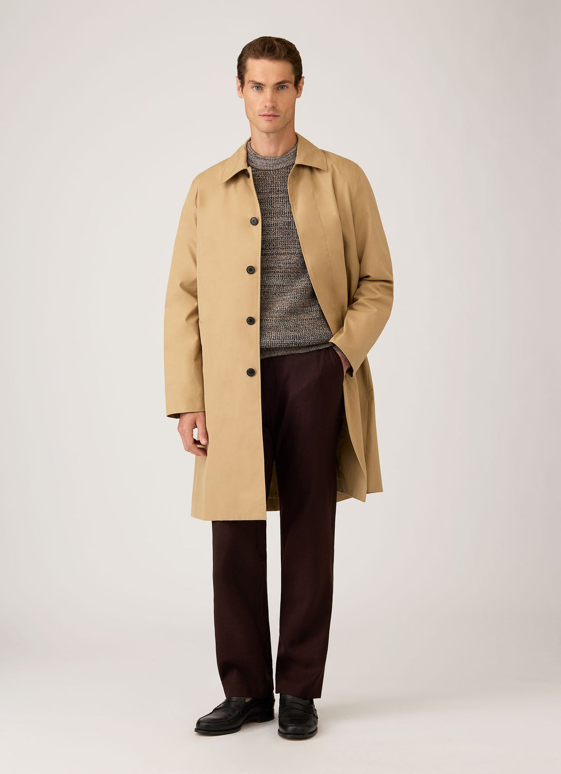 Men's Merino Twisted Stitch Jumper in Dark Beige
