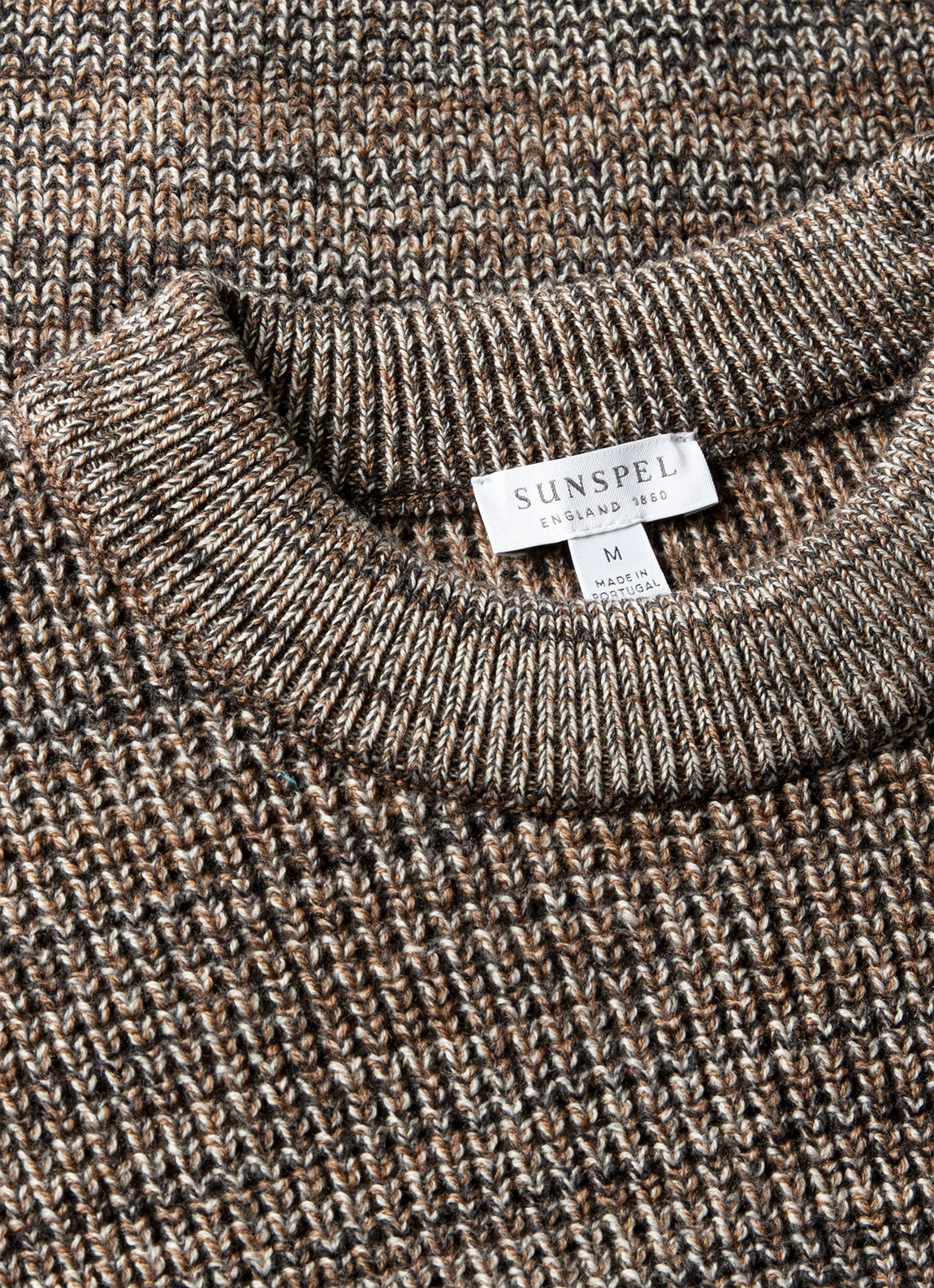 Men's Merino Twisted Stitch Jumper in Dark Beige