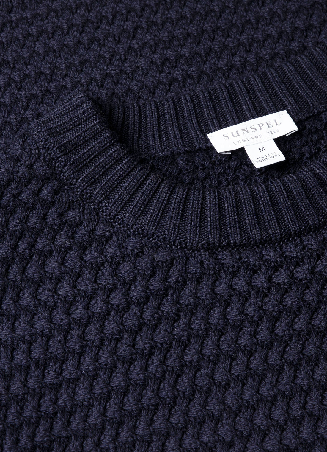 Men's Merino Wool Basketweave Jumper in Navy