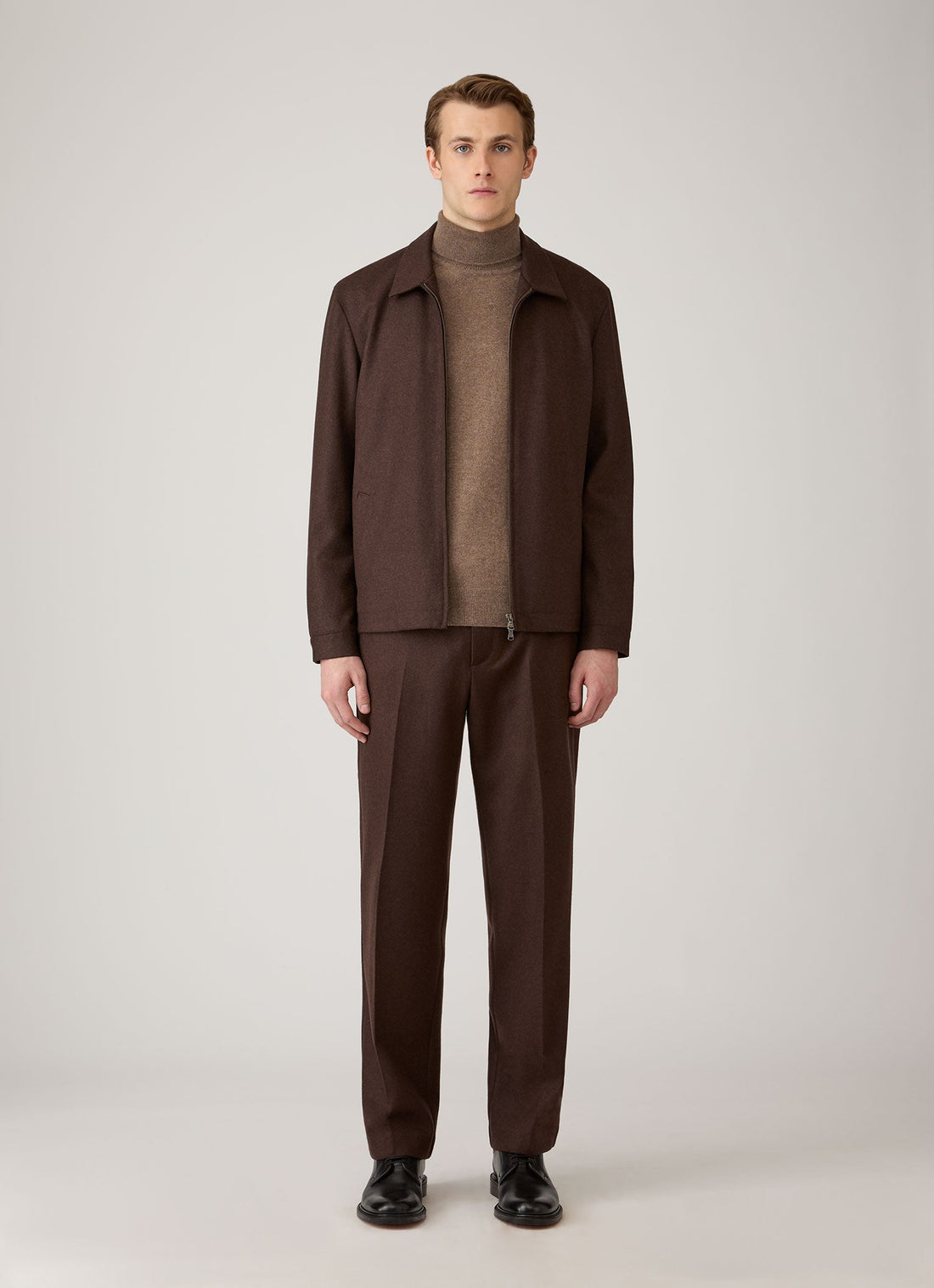 Men's Cashmere Roll Neck Jumper in Taupe