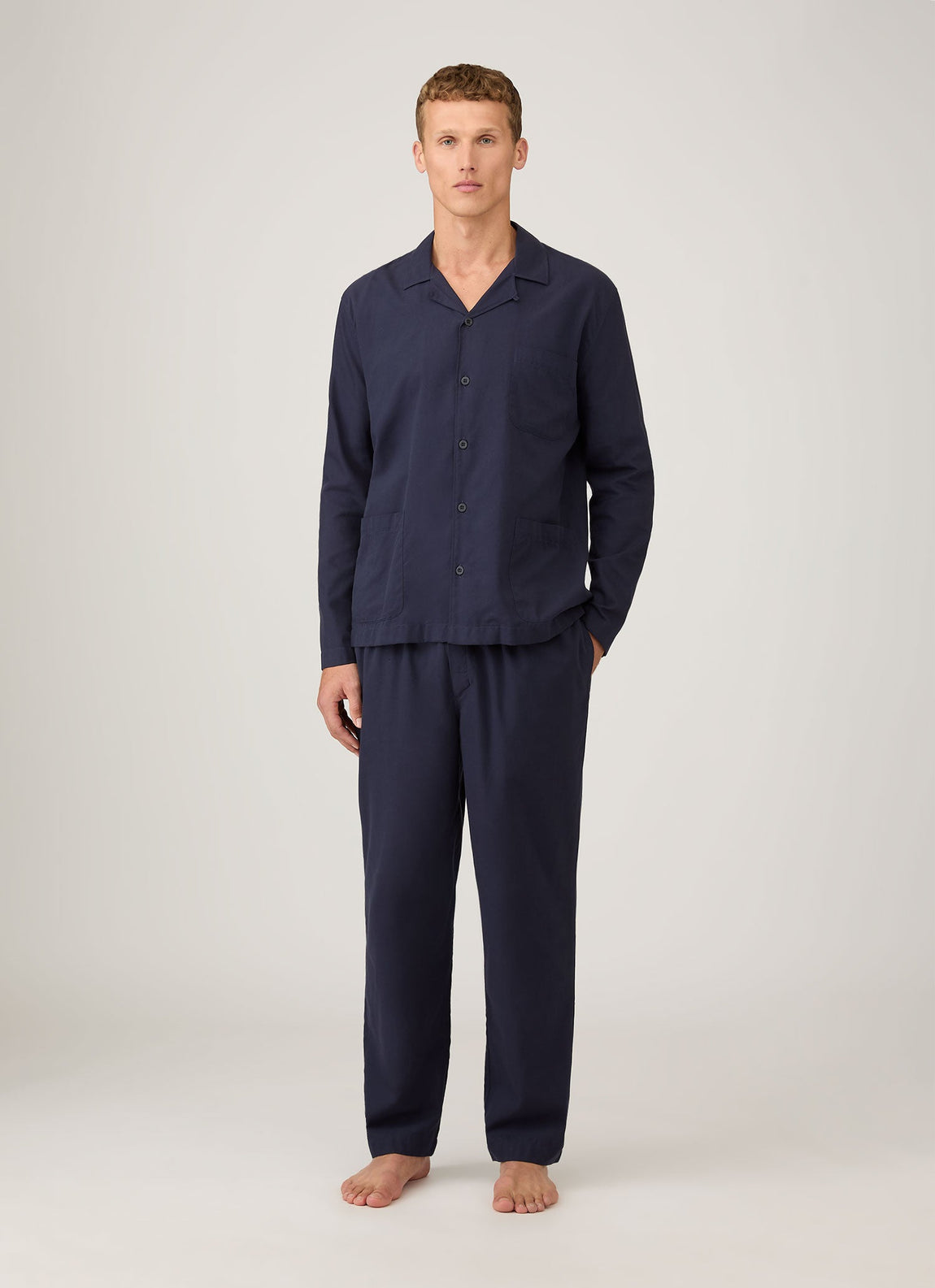 Men's Cotton Flannel Pyjama Shirt in Navy