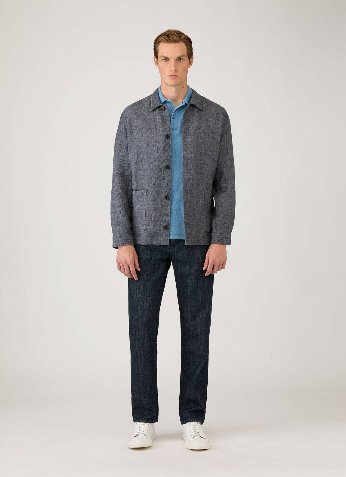 Men's Riviera Polo Shirt in Mid Indigo Wash