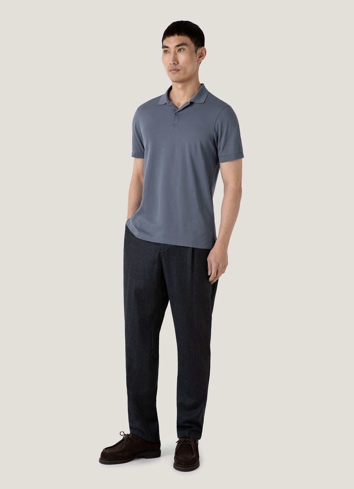 Men's Piqué Polo Shirt in Slate Blue