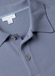 Men's Piqué Polo Shirt in Selvedge Blue