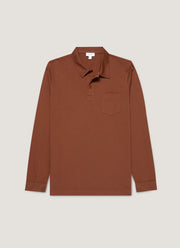 Men's Long Sleeve Riviera Polo Shirt in Conker Brown