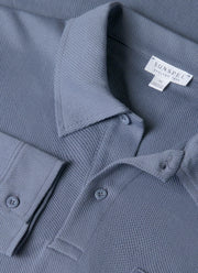 Men's Long Sleeve Riviera Polo Shirt in Selvedge Blue